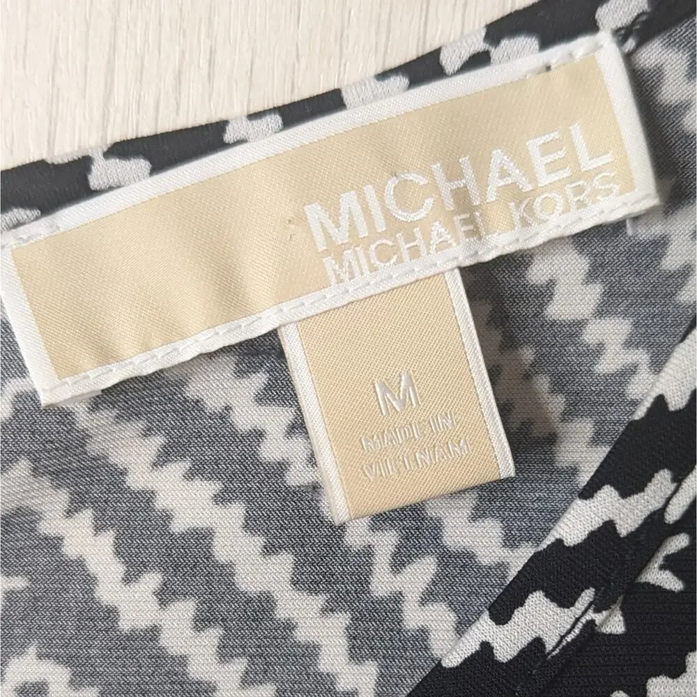 Michael Kors graphic black and white print mini dress size medium